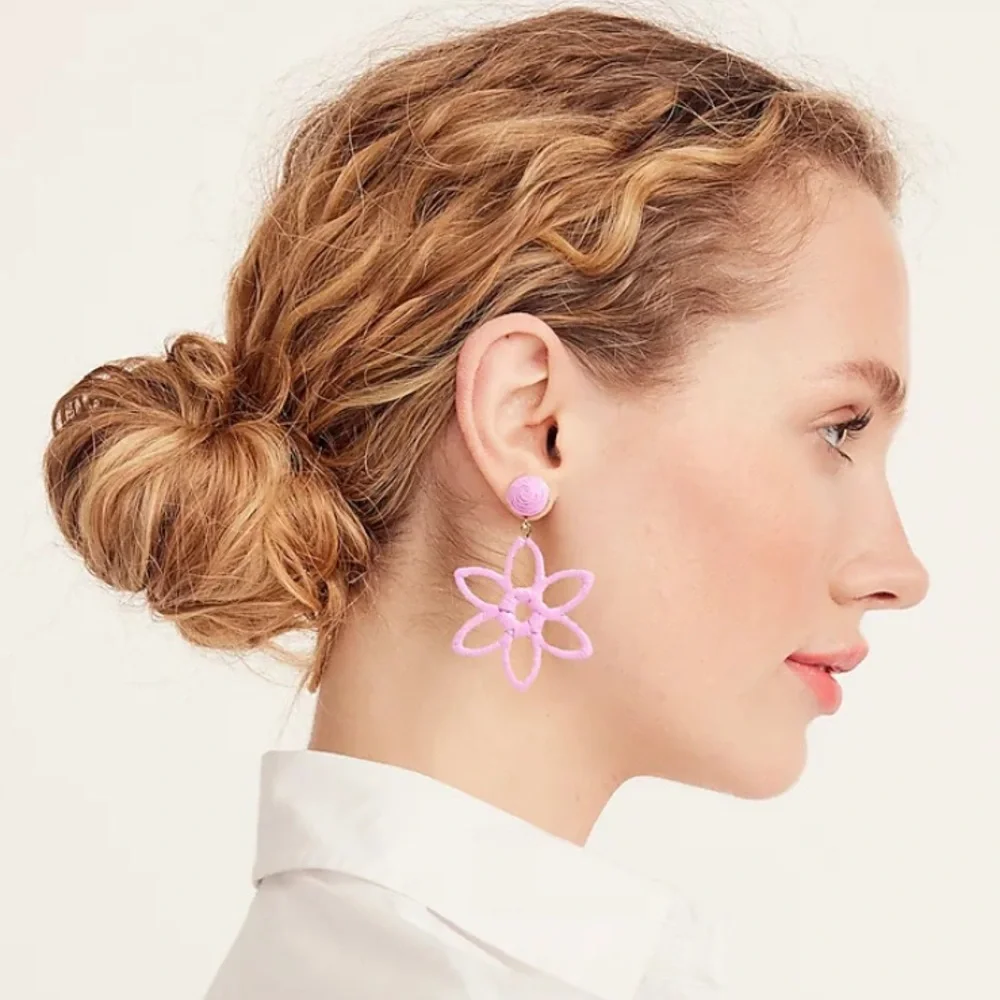 NWT J. Crew Factory Wrapped Flower Earrings, Lotus Floral Soft Girl Boho Hippie